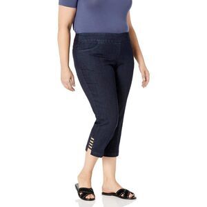 SLIM-SATION Women's Plus Size Pull on Solid Crop with Real Front & Back Pockets